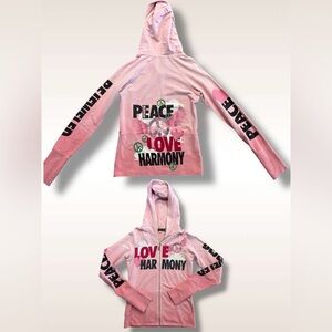 Y2K Bejeweled Swarovski Crystal Peace harmony Pink Sweatshirt Hoodie